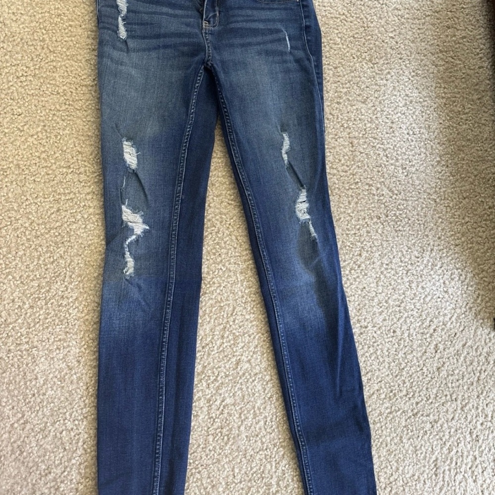 Hollister Dark Blue Distressed Skinny Jeans